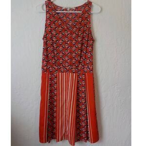 Collective Concepts Dress Red Blue Boats Pleated